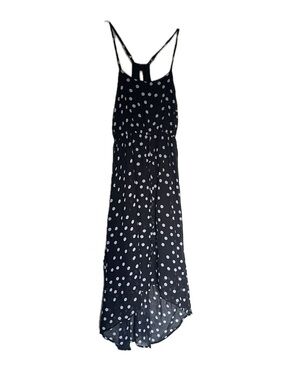Thyme Maternity Black Polka Dot High-Low Maxi Dress